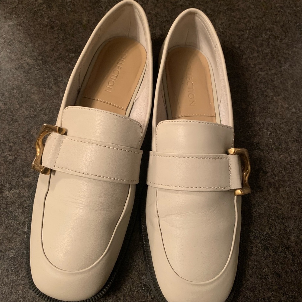 CHARLES & KEITH Leather Loafers Chalk